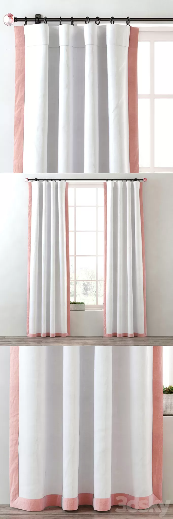 RH / BORDERED COTTON CANVAS DRAPERY PANEL 3D Model