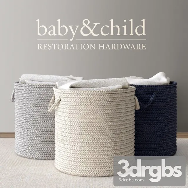 RH  Braided Wool Hamper 3D Model Free