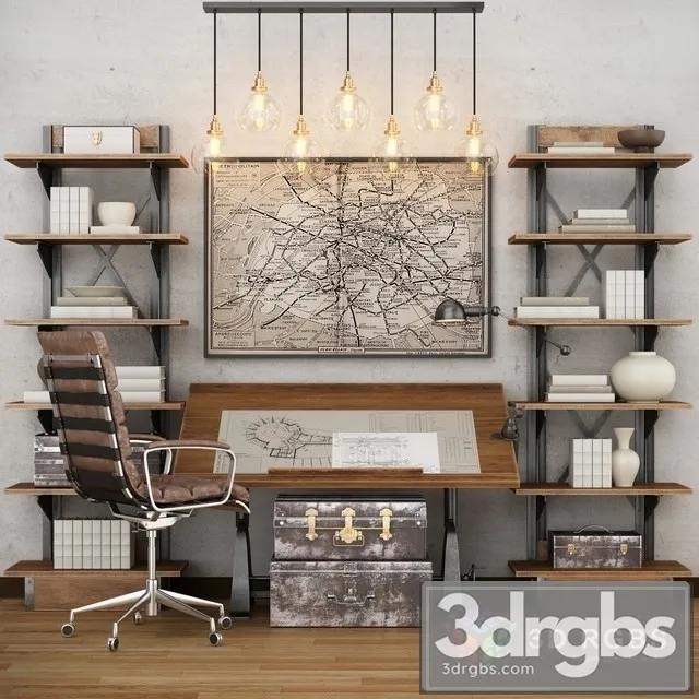 RH Cabinet Set 3D Model Free