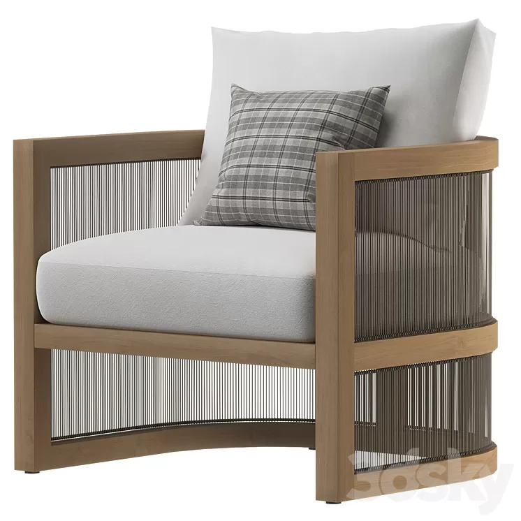 RH | Capri Teak Swivel Lounge Chair 3D Model