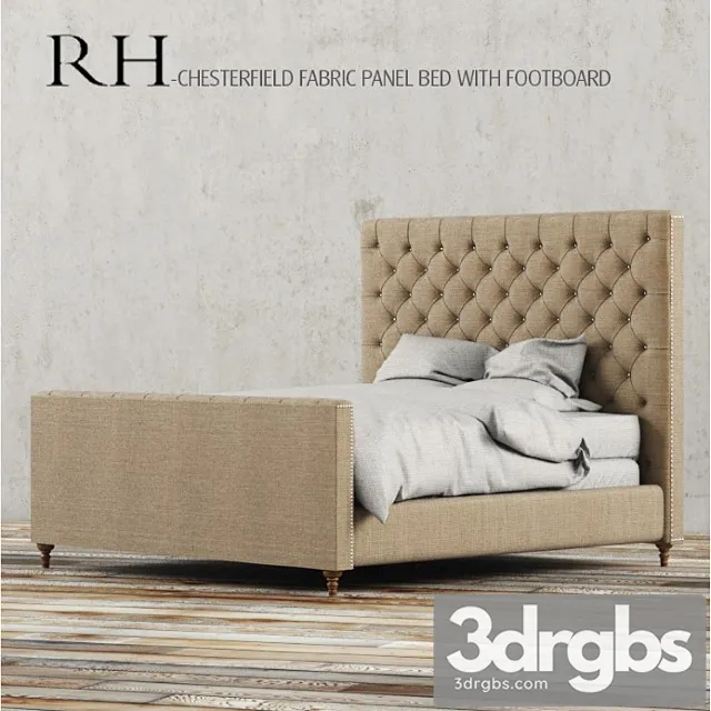 Rh Chesterfield Fabric Panel Bed With Footboard 3D Model Free
