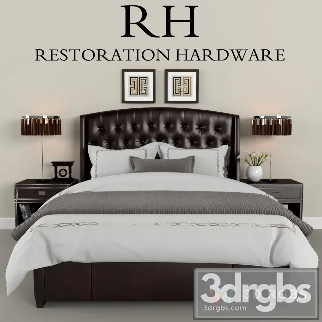 RH Churchill Fabric Bed 3D Model Free