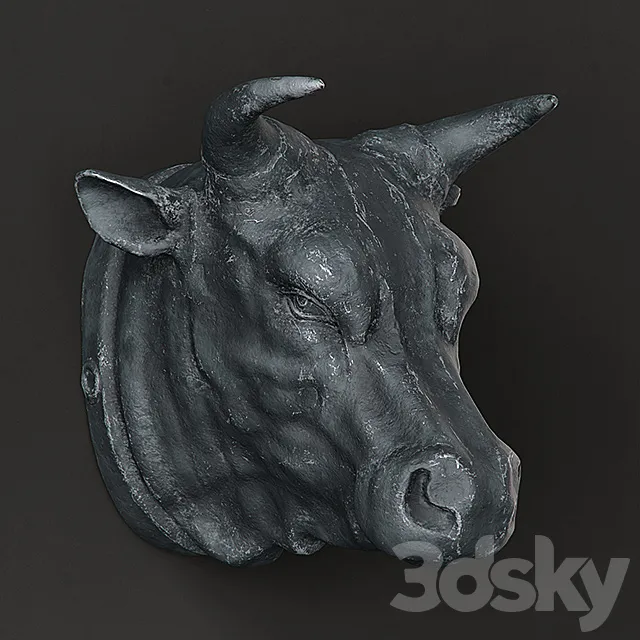 RH CIRCA 1900 CAST METAL BULL'S HEAD 3D Model