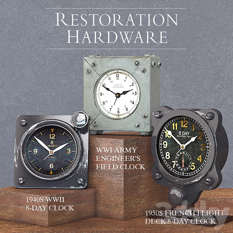 RH CLOCK DECORATION SET OF 3