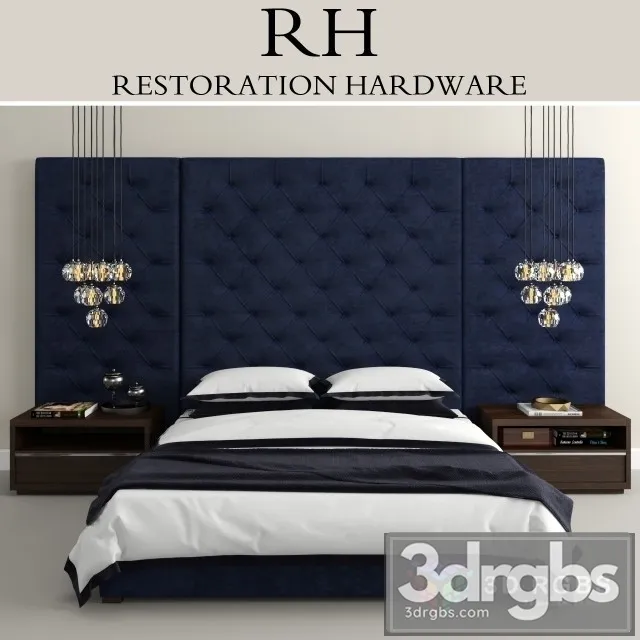 RH Contemporary Tufted Bed 3D Model Free