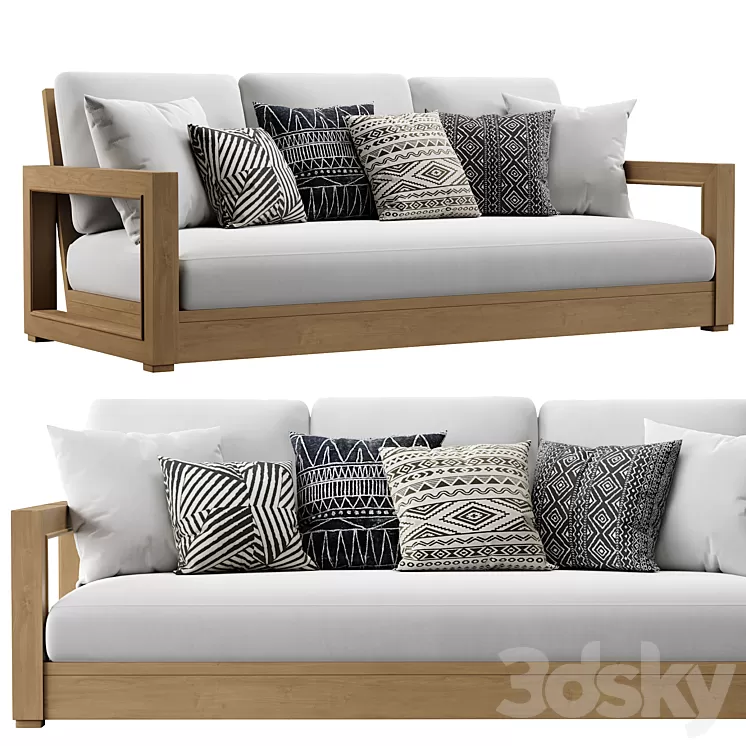 RH | Costa Teak Sofa 3D Model Free