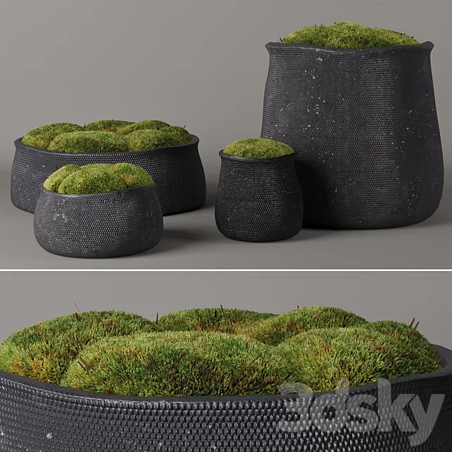 RH Crosshatch concrete vases 3DModel