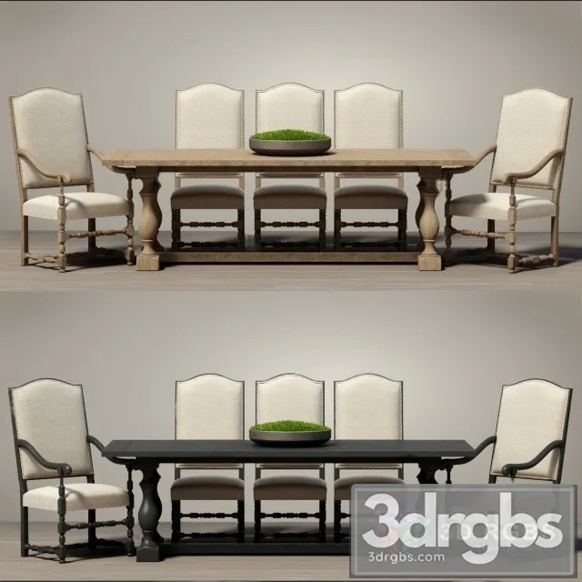 RH Dining Set 3D Model Free
