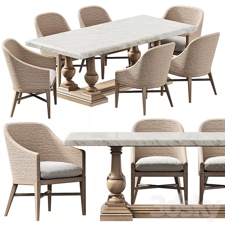 RH DINING SET 8 3D Model Free