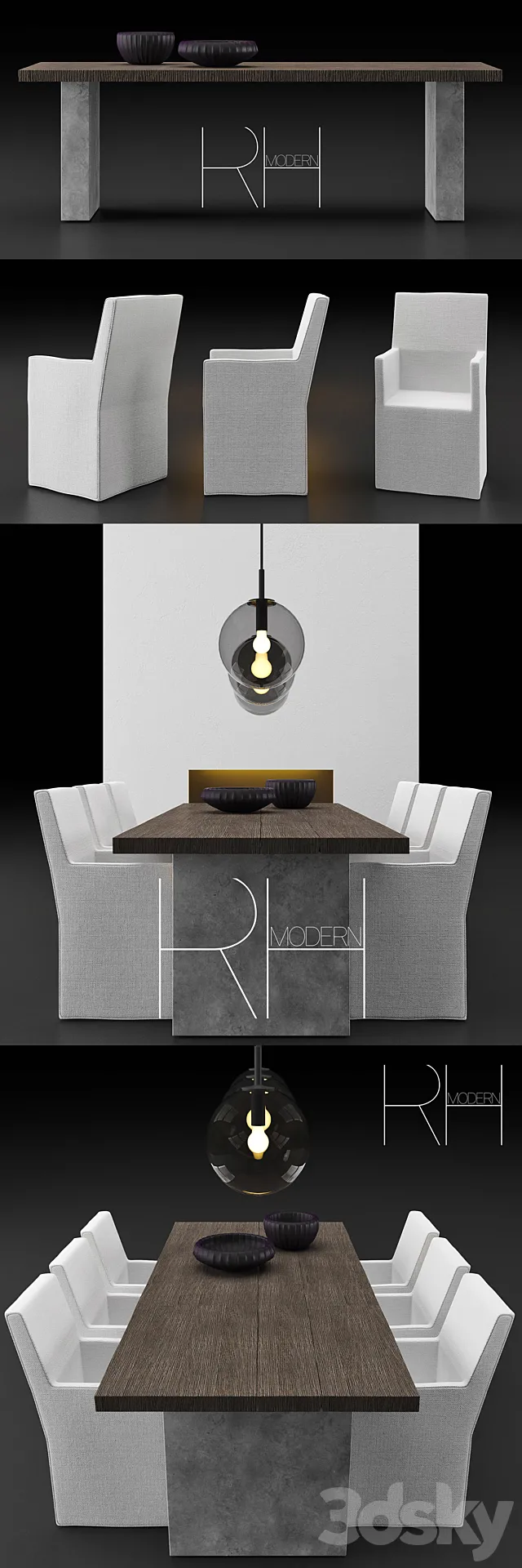 RH DINING TABLE 3D Model