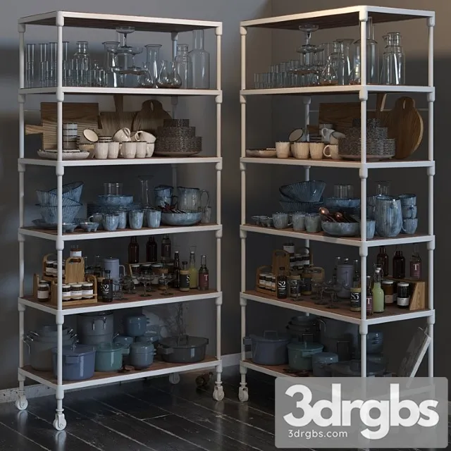 Rh dutch industrial single shelving and kitchen set 3D Model Free
