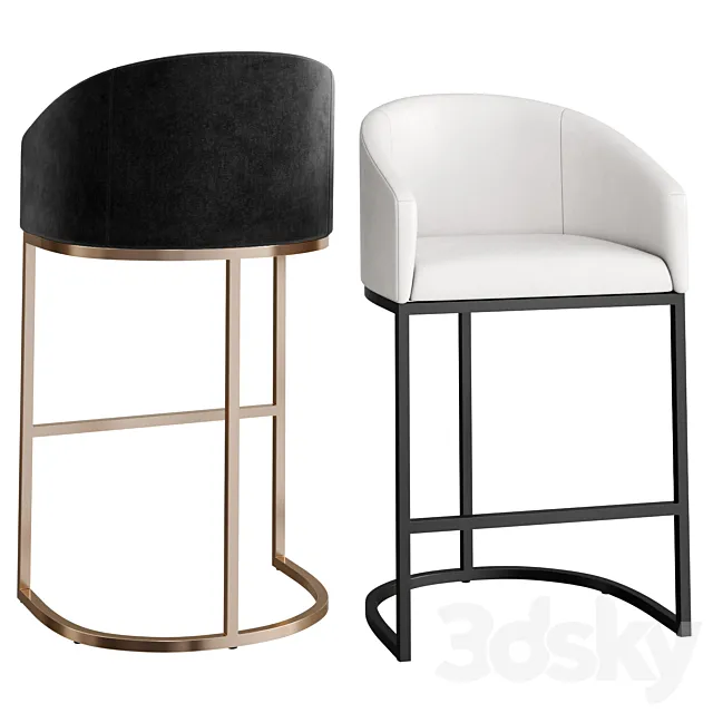 RH Emery Barrelback Slope Bar & Counter Stool 3DModel