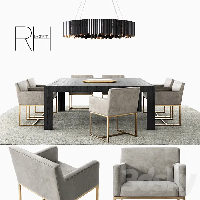 RH Emery Track Dinning Set 3D Model