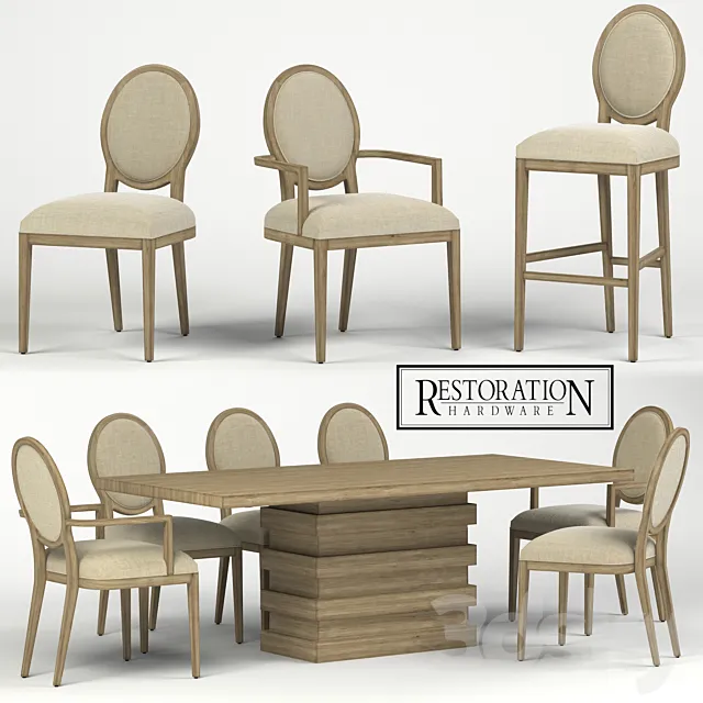 RH FRENCH CONTEMPORARY ROUND COLLECTION 3D Model