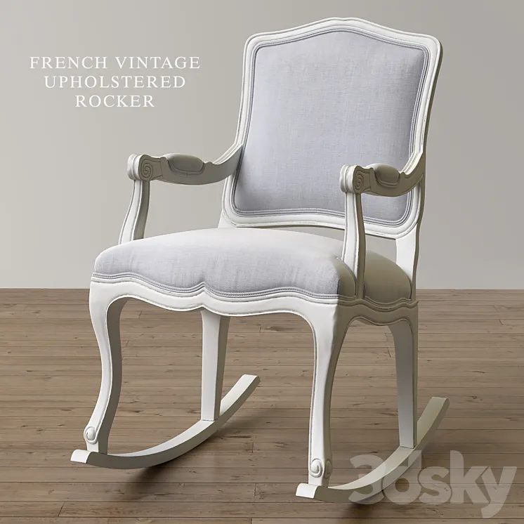 RH | French Vintage Upholstered Rocker 3D Model Free