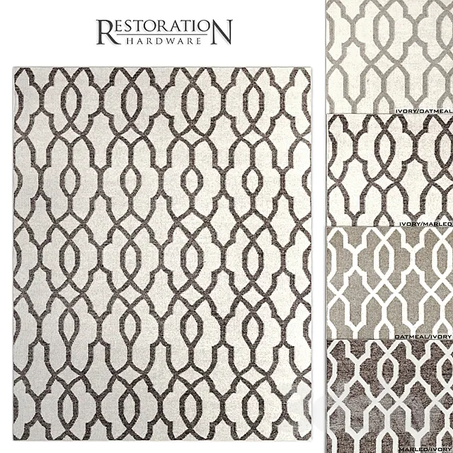 RH Fretwork Flatweave Rug 3DModel