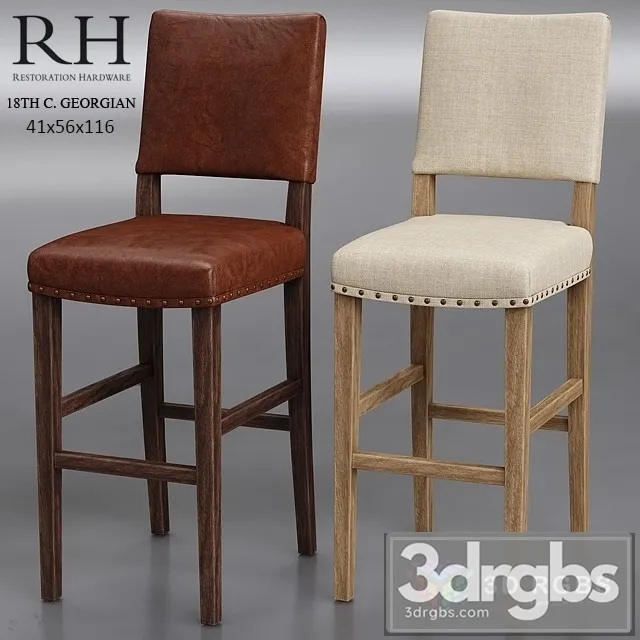 RH Georgian Carson Counter Stool 3D Model Free