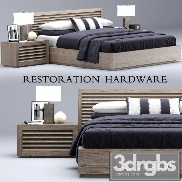 RH Grand Shutter Bed 3D Model Free