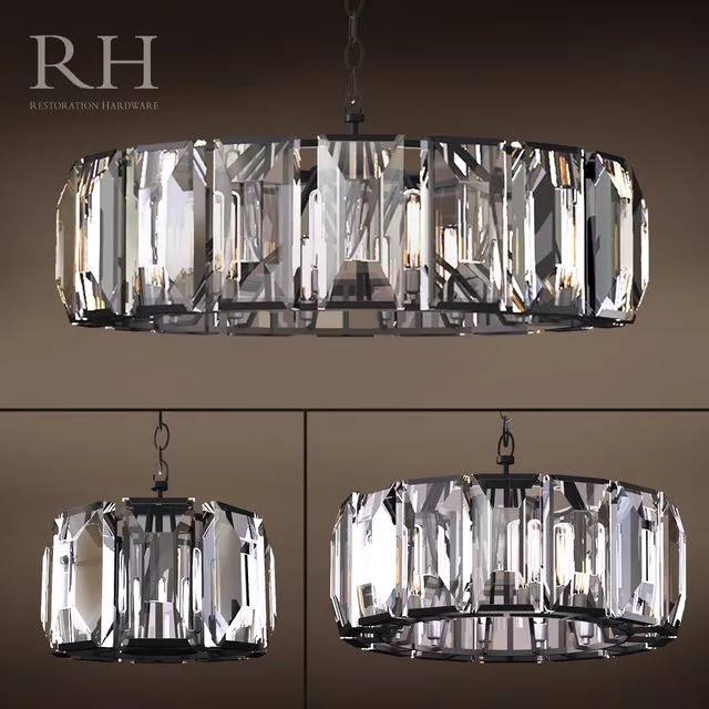 RH HARLOW CRYSTAL CHANDELIER SET of 3 3D Model