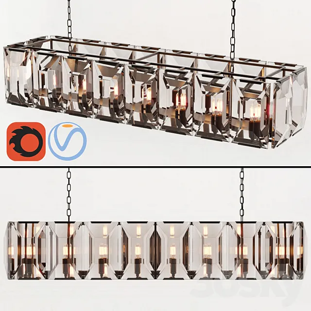 RH HARLOW CRYSTAL RECTANGULAR CHANDELIER 55 3D Model
