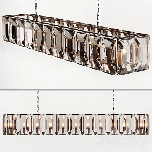 RH HARLOW CRYSTAL RECTANGULAR CHANDELIER 74 3D Model