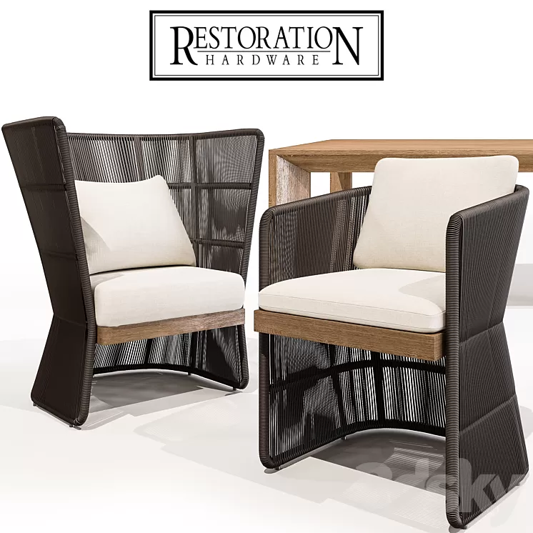 RH Havana Fun and Armchair with Arles Table 3D Model