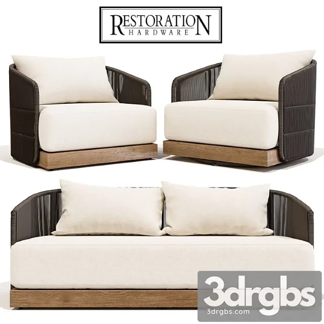 Rh havana swivel and lounge chair with sofa 2 3D Model Free