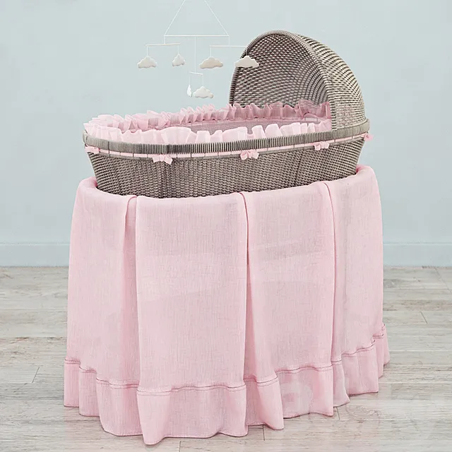 RH Heirloom wicker bassinet & mattres 3DModel
