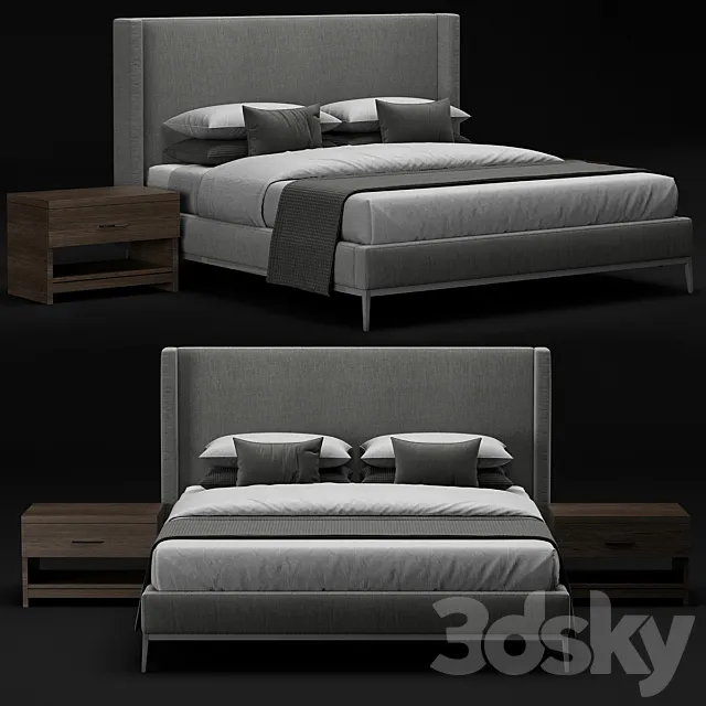 RH Italia Shelter Nontufted Platform bed 3D Model