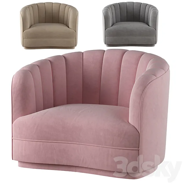 Rh Lana Velvet Settee 3D Model