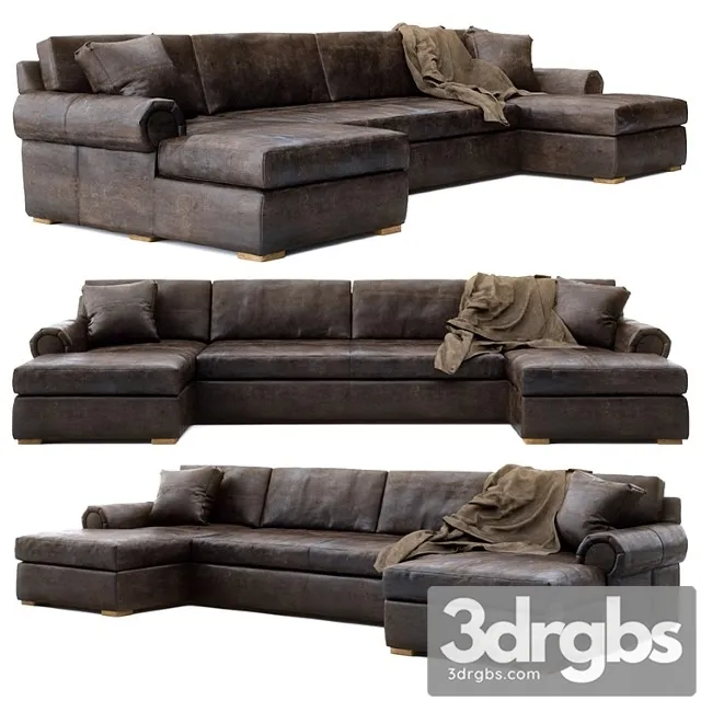Rh Lancaster Leather U Chaise Sectional 1 3D Model Free