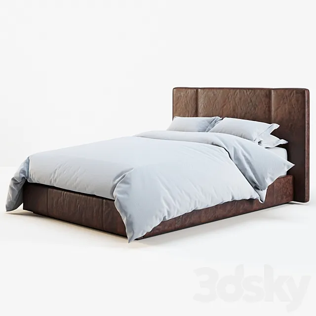 RH leather platform bed 3D Model