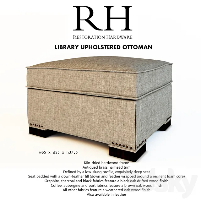 RH LIBRARY UPHOLSTERED OTTOMAN Free Download