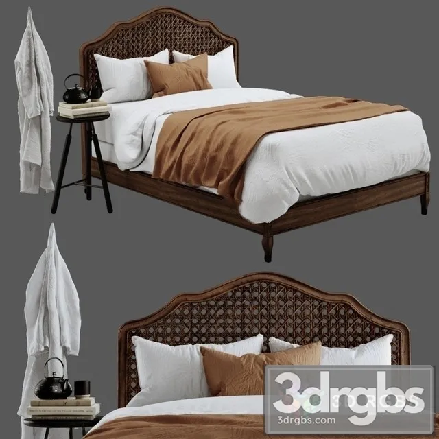 RH Lorraine Caned Bed 3D Model Free