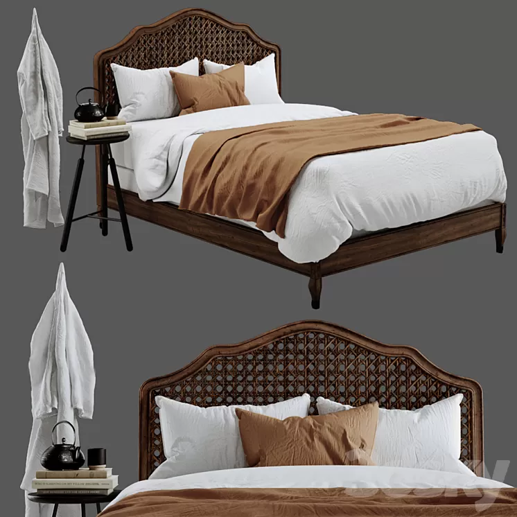 RH Lorraine Caned Bed 3D Model