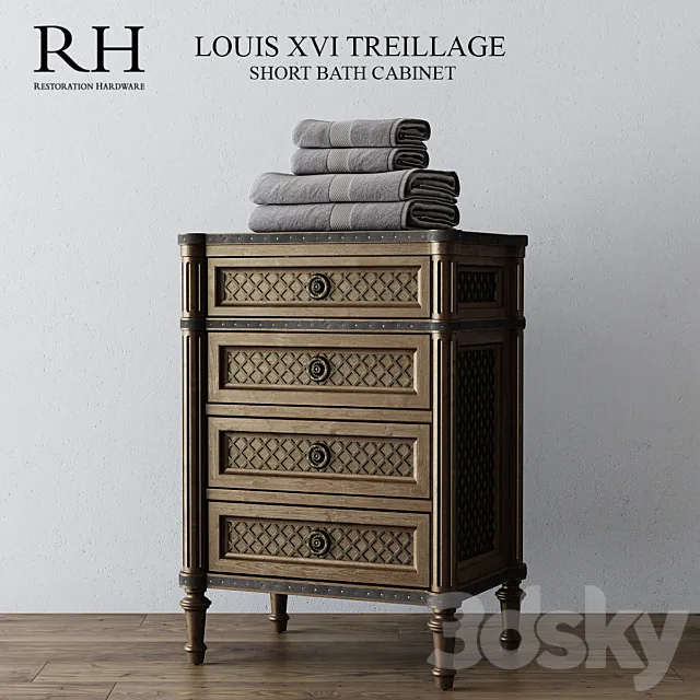 RH LOUIS XVI TREILLAGE SHORT BATH CABINET 3D Model