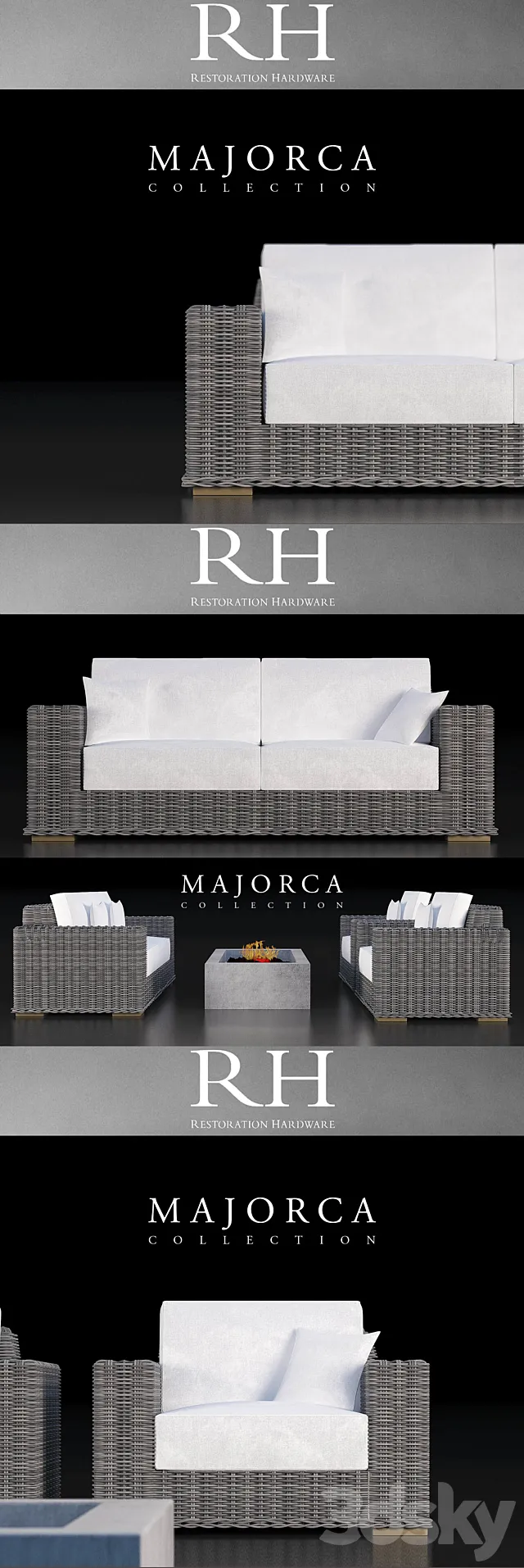 RH MAJORCA COLLECTION GREY SOFA 3DModel