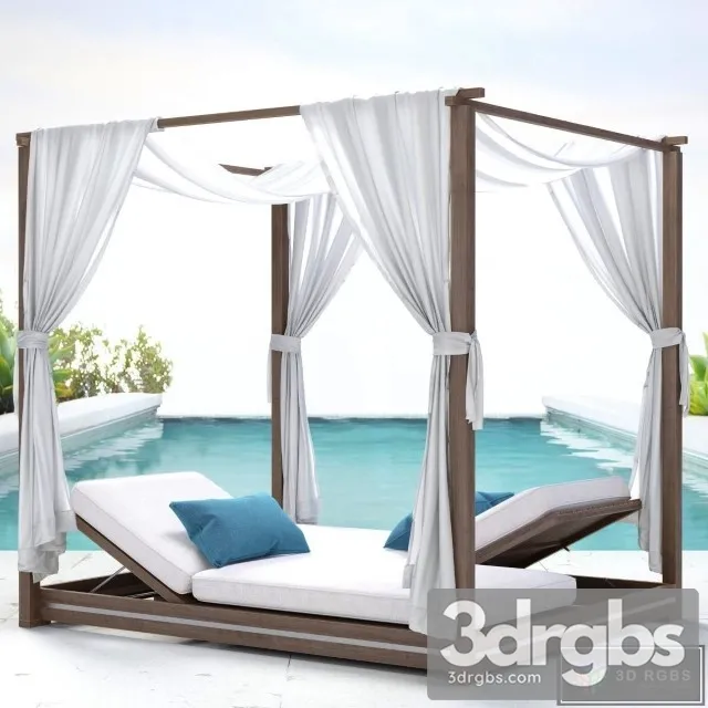 RH Malta Canopy Double Chaise 3D Model Free