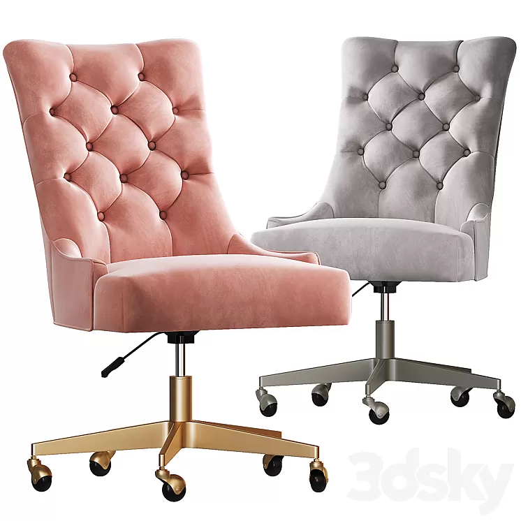 Rh Martine_adjustable velvet desk Chair 3D Model
