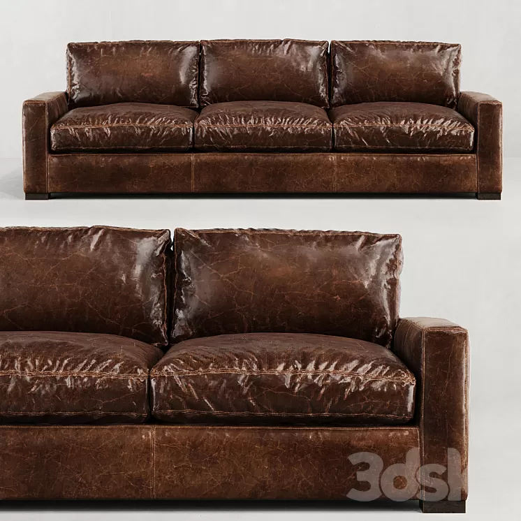 RH / MAXWELL LEATHER THREE-SEAT-CUSHION SOFA 3D Model