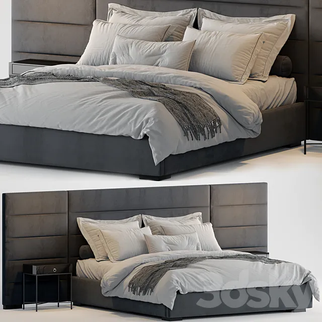 RH Modena Horizontal Channel Panel Fabric Platform Bed2 3D Model