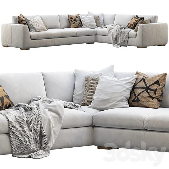 RH Modena Taper Arm L-Sectional sofa 3DModel