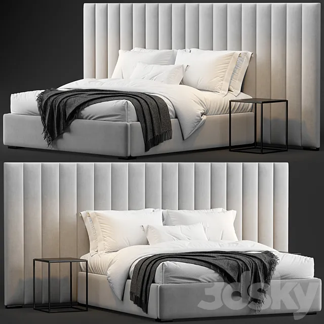 RH Modena Vertical Channel Extended Platform Bed 2 3D Model
