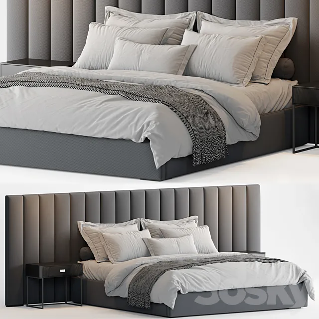 RH Modena Vertical Channel Extended Platform Bed2 3D Model