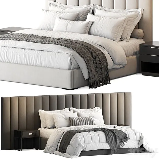 RH Modena Vertical Channel Panel Fabric Platform Bed 3D Model