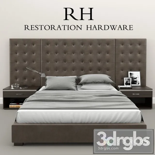 RH Moderm Tufted Bed 3D Model Free