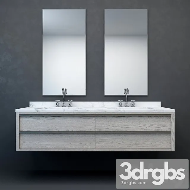 Rh Modern Bezier Floating Double Vanity 3D Model Free