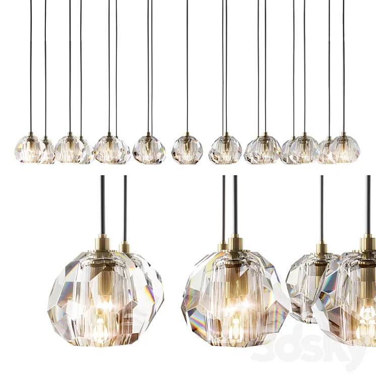 RH modern boule de cristal chandelier 3D Model