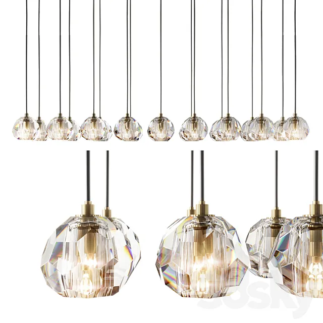 RH modern boule de cristal chandelier 3DModel