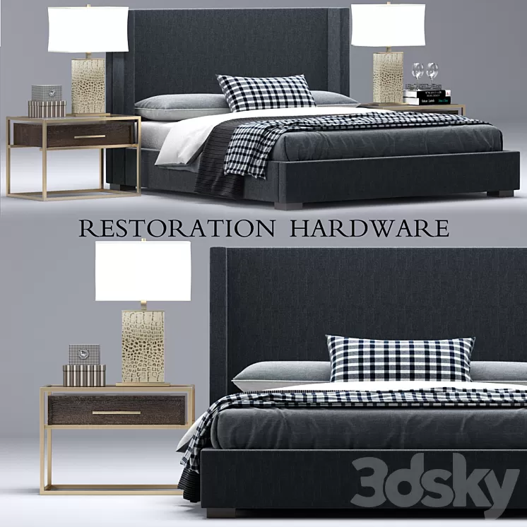 RH Modern custom shelter platform bed 3D Model